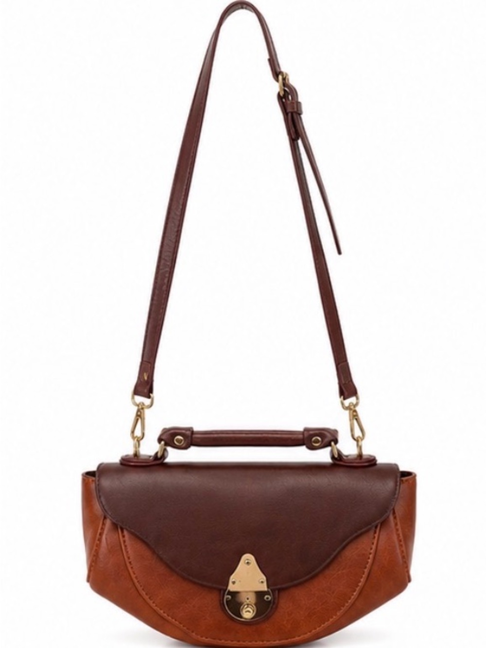 Staalion Two-Tone Brown  Crossbody Bag with Top Handle